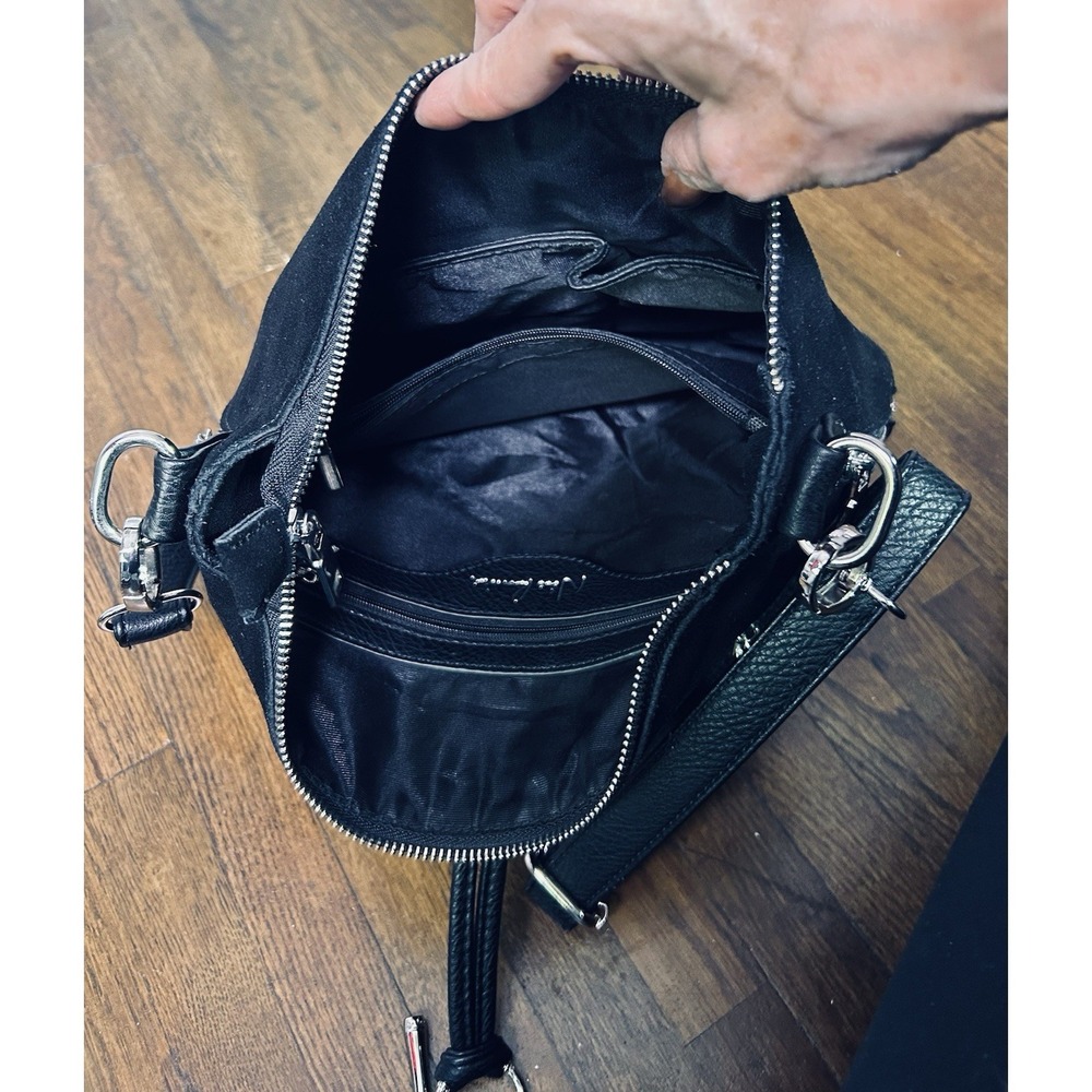 Nino Louise Black Suede Leather Purse Crossbody Timeless - Picture 6 of 12